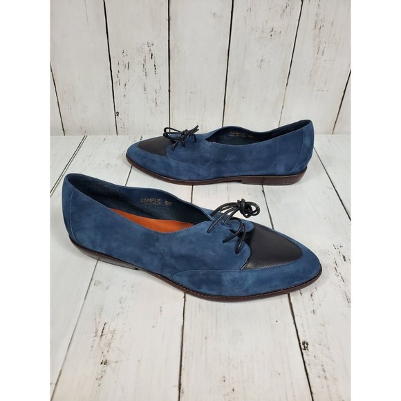 Nike Tensile Air Leather Lace Up Oxford Shoes Womens Size 6 Blue Suede Sample - Picture 1 of 15